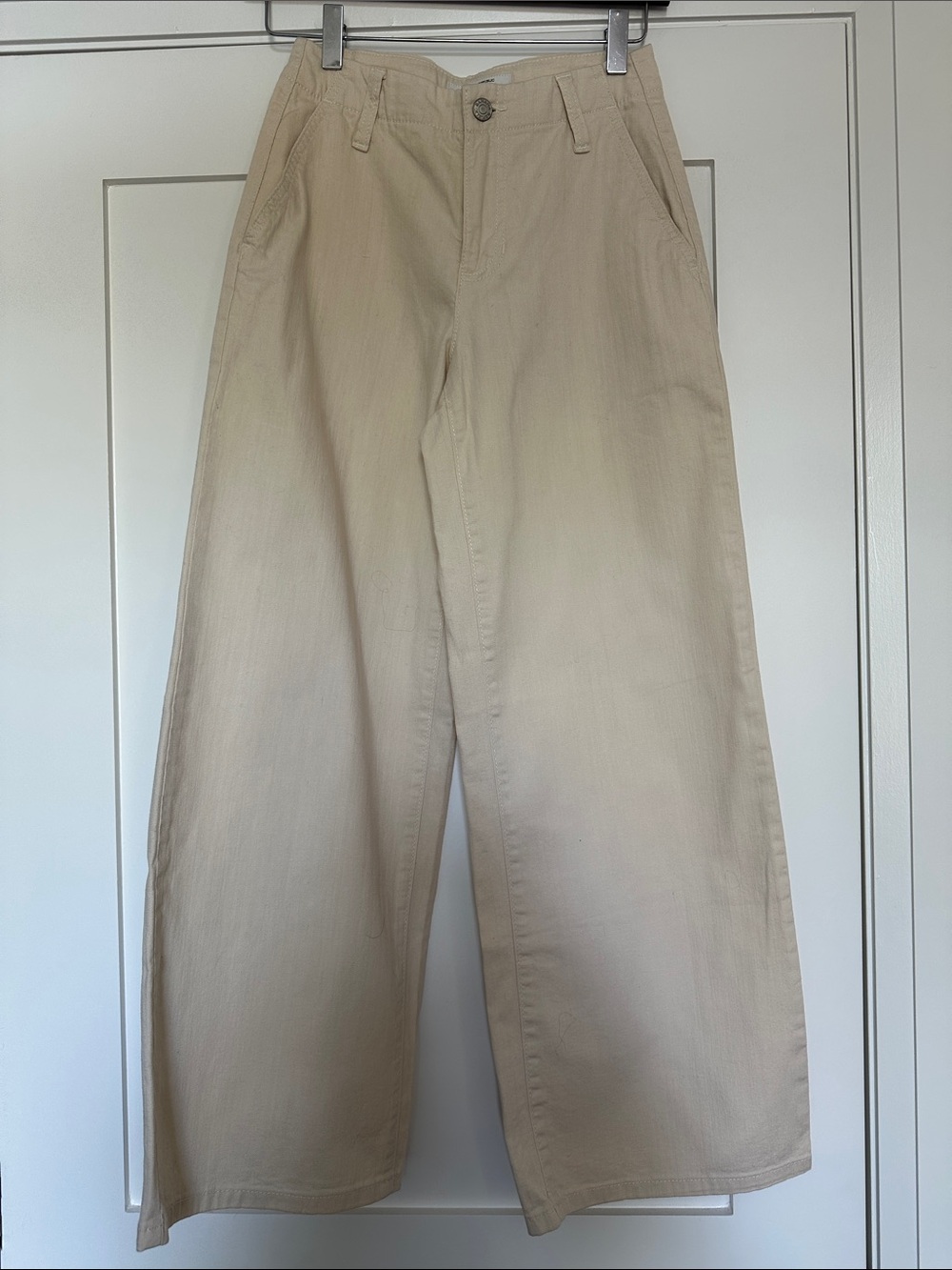 Banana Republic Petite Wide-Leg High-Rise Jeans in Cream